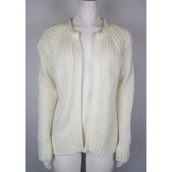Le Chois Womens Chunky Knit Cardigan Sweater Size Small Acrylic Ivory Open Front - Picture 1 of 15
